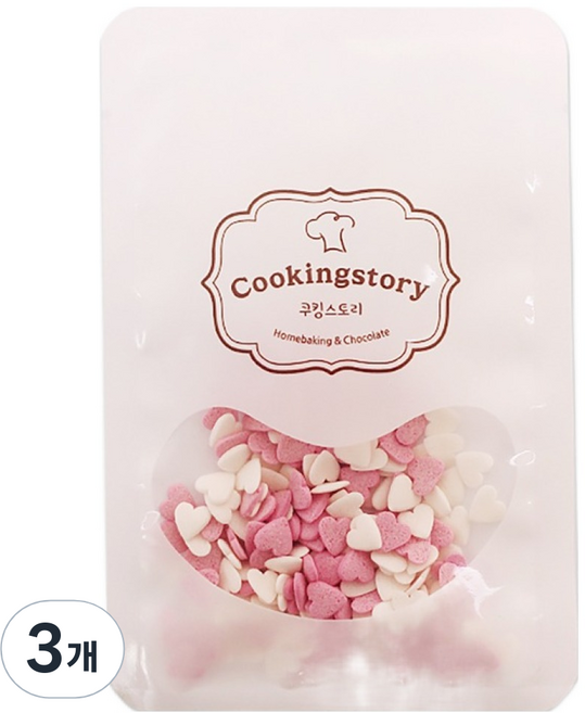 쿠킹스토리 하트 핑크앤화이트 셰이프, 15g, 3개