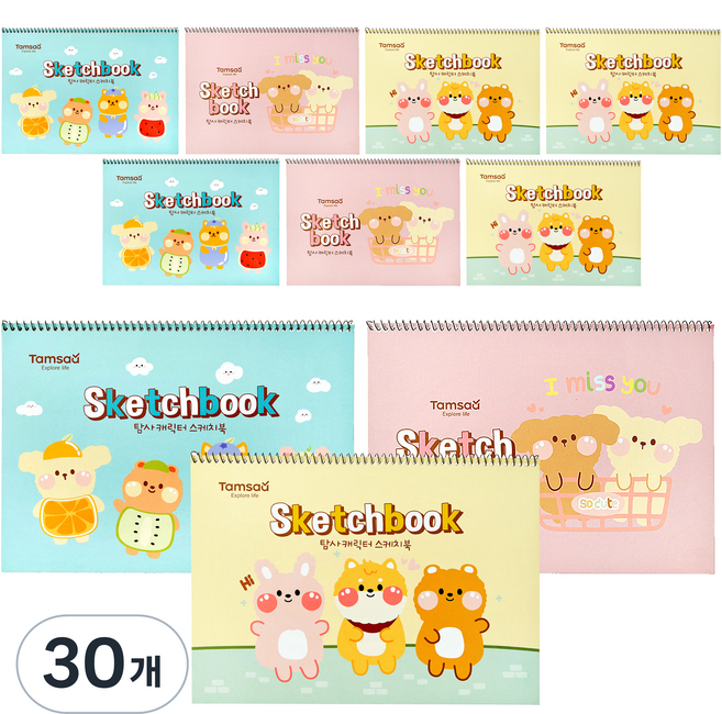 탐사 캐릭터 스케치북 130g, 20매, 30개