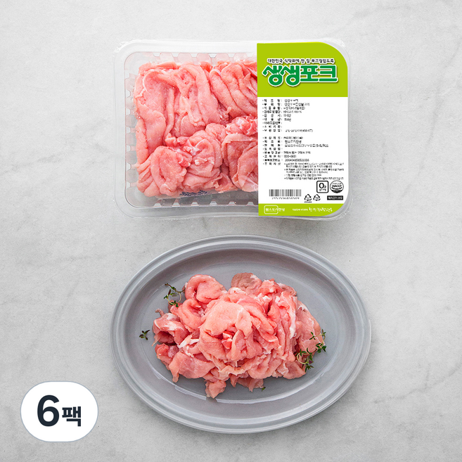 생생포크 한돈 등심 불고기용 (냉장), 500g, 6팩