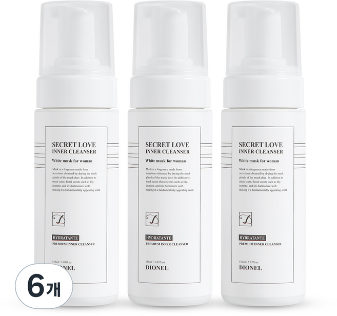 Dionel女性私密處清潔液, 6個, 150ml