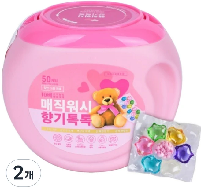 향기톡톡 매직워시 7 in 1 고농축 캡슐 세제, 2개, 50개입 - 쿠팡