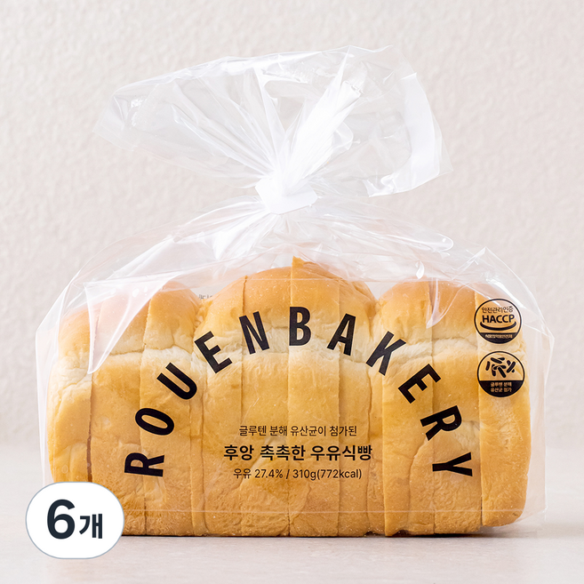 후앙 촉촉한 우유식빵, 310g, 6개