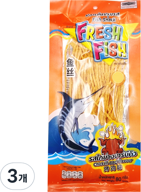프레쉬피쉬 스낵 치킨바베큐맛, 80g, 3개