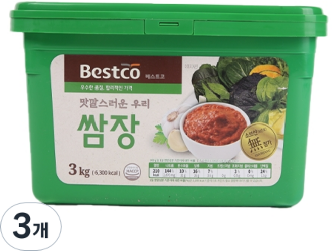 베스트코 쌈장, 3개, 3kg