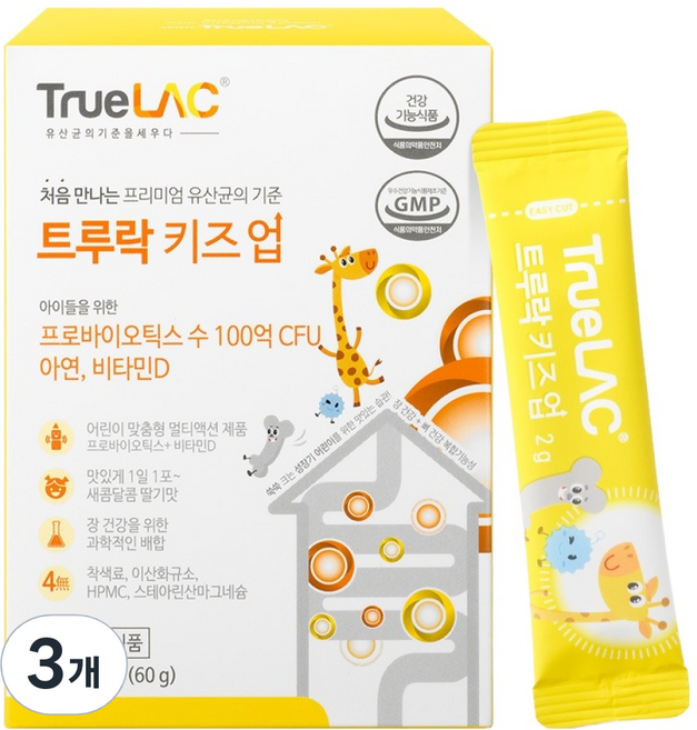 트루락 아동용 키즈업 유산균 30p, 60g, 3개