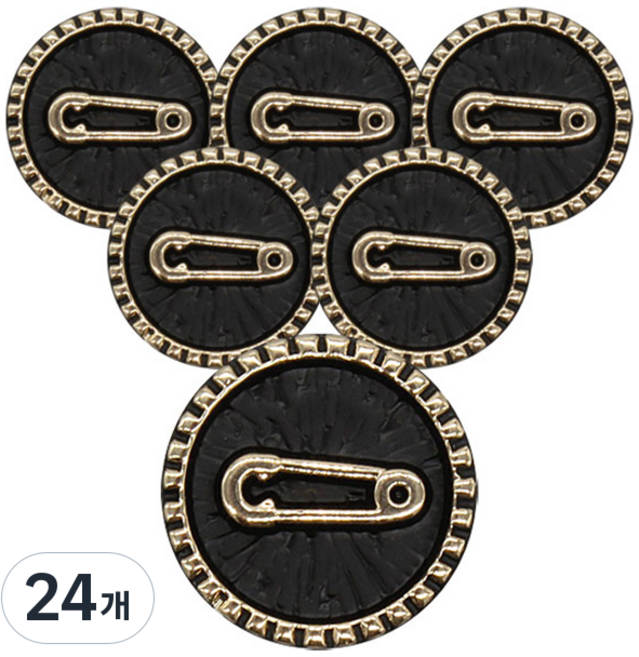 Button King 東大門鈕扣王 安全別針鈕扣 15mm, 黑色G, 24個