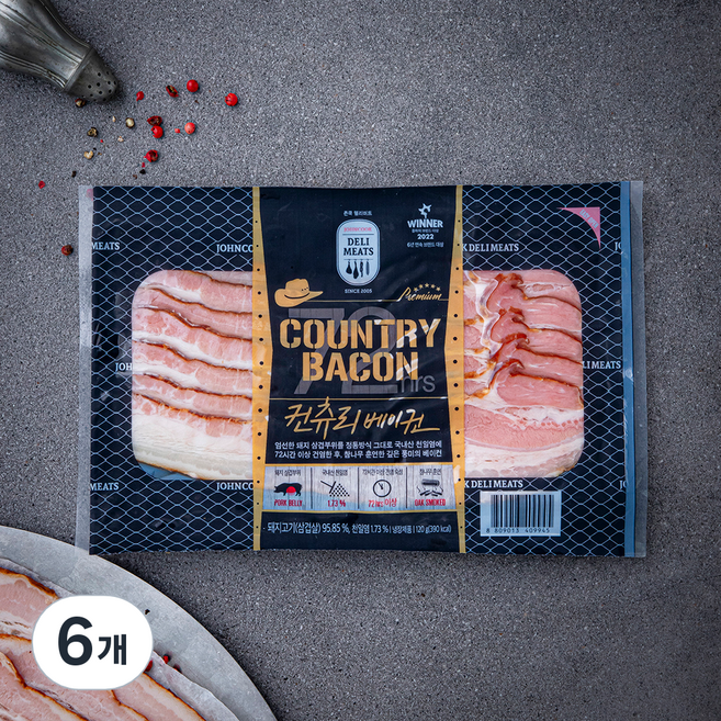 존쿡델리미트 컨츄리베이컨, 120g, 6개