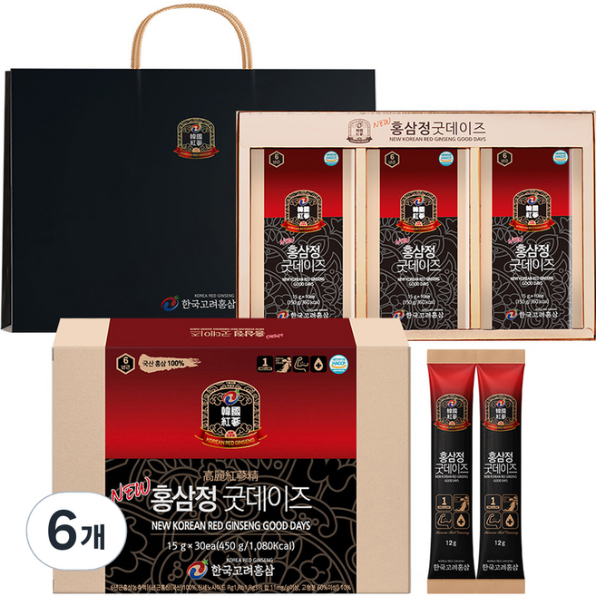 한국고려홍삼 뉴 홍삼정 굿데이즈 10p + 쇼핑백, 15g, 30개입, 6개