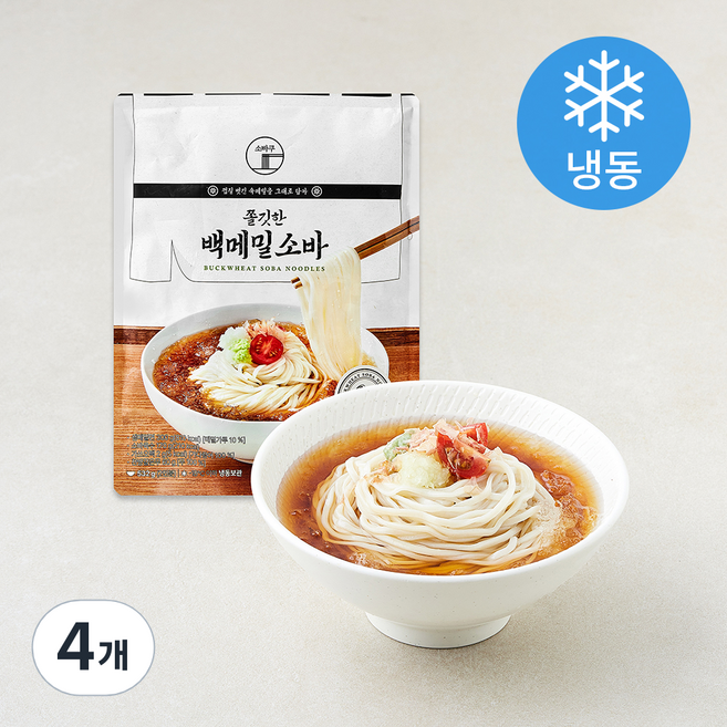 소바쿠 쫄깃한 백메밀소바 (냉동), 532g, 4개