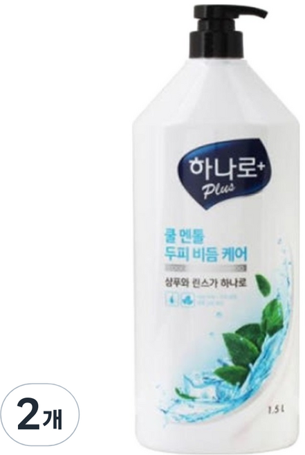애경하나로 플러스 샴푸 쿨멘톨, 2개, 1.5L