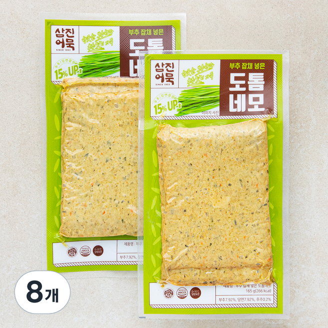 삼진어묵 부추잡채 넣은 도톰네모 어묵 3장, 165g, 8개