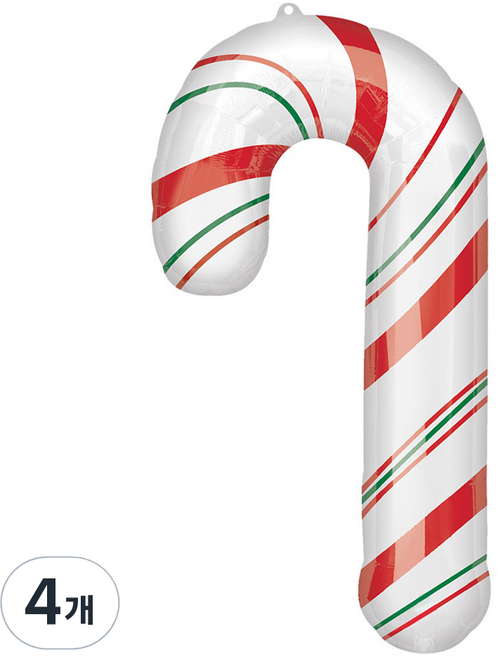 아나그램 메리크리스마스 슈퍼쉐입 캔디케인 은박풍선, 화이트, 4개