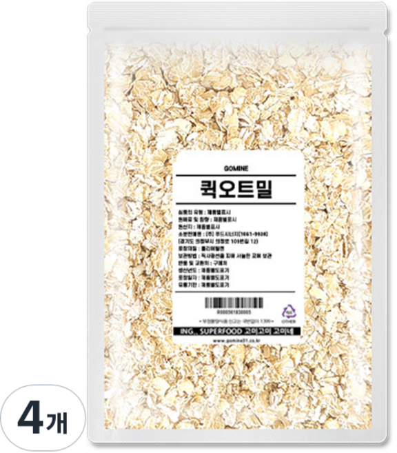 퀵오트밀, 1kg, 4개