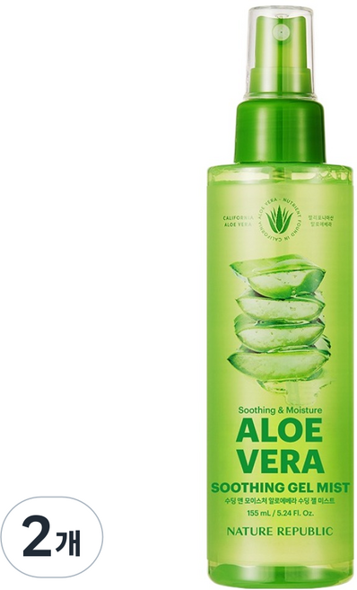 네이처리퍼블릭 수딩 앤 모이스처 알로에베라 수딩젤 미스트, 155ml, 2개