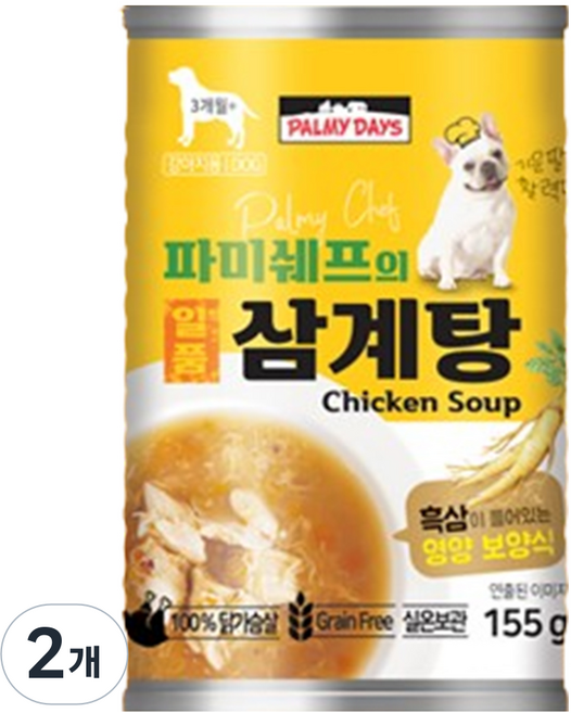 파미데이즈 강아지 파미쉐프의 일품 삼계탕 보충식 캔, 활력, 155g, 2개
