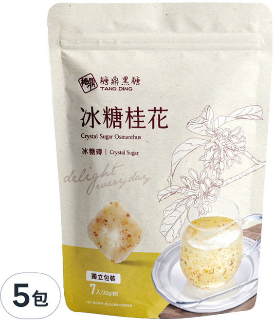 糖鼎 黑糖磚 冰糖桂花, 30g, 7個, 5袋