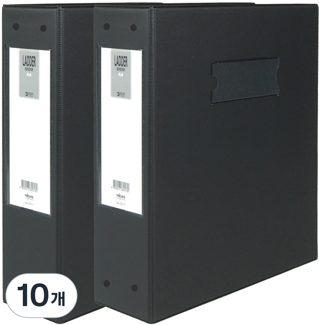마이다스 PVC 고주파 A4 사다리 바인더 3공 7cm, 흑색, 10개