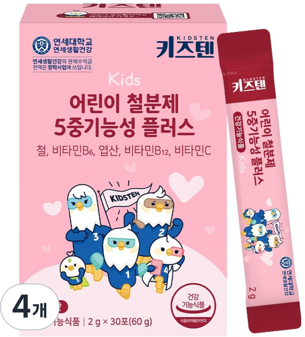 키즈텐 어린이 철분제 5중기능성 플러스, 60g, 4개
