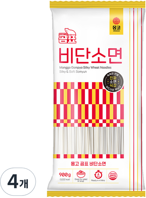 몽고 곰표 비단 소면, 900g, 4개