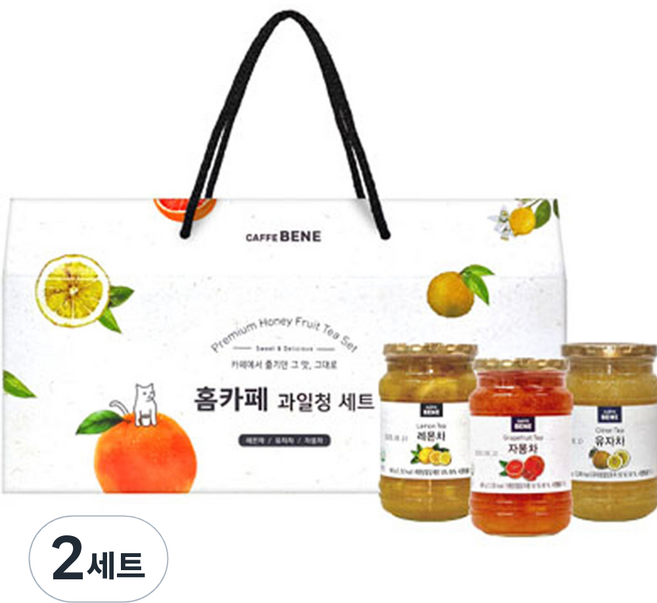 카페베네 홈카페 과일청 세트, 유자차 480g + 자몽차 480g + 레몬차 480g, 2세트
