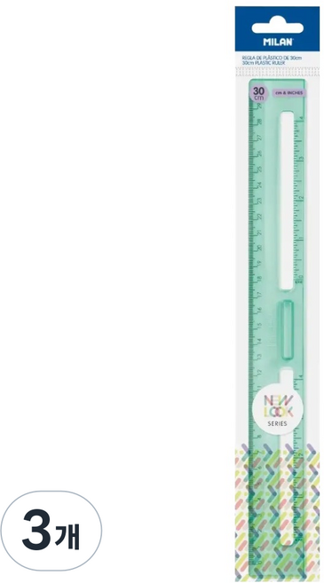 MILAN NEW Look 直尺 30cm, 綠色, 3個