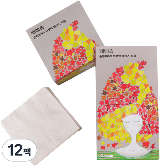 베베솜 일회용 페이스타올 1겹, 60매, 12개