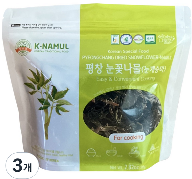선녀와나물꾼 평창눈꽃나물 눈개승마, 3개, 80g