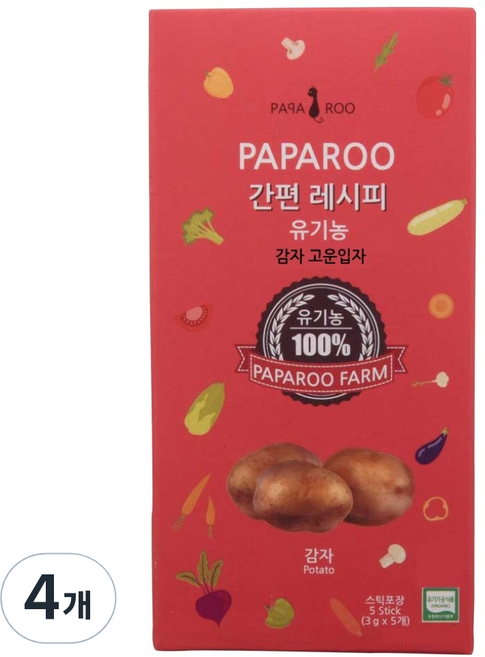 파파루 간편레시피 유기농 감자 고운입자 이유식 중기, 15g, 4개