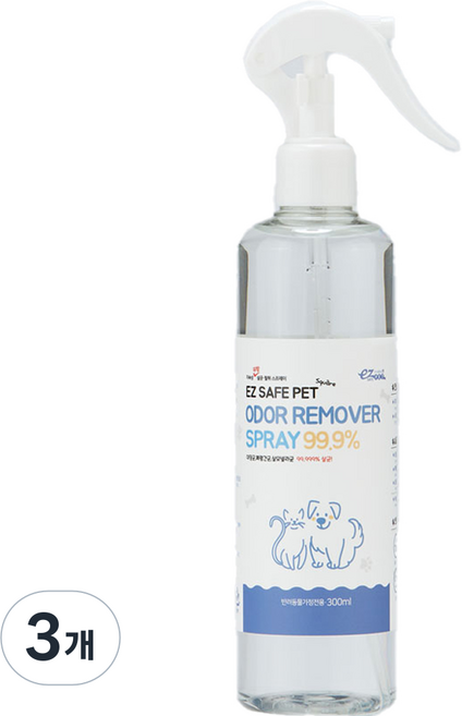 이지세이프펫 반려동물 가정 전용 무향 살균 탈취제, 300ml, 3개