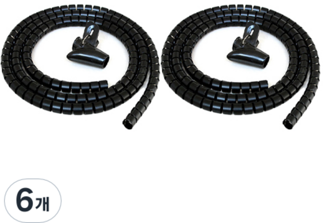 생활살림 스네이크 케이블 정리 커버, 6개, 블랙