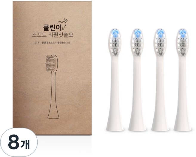 오아 클린이 소프트 시리즈 리필 칫솔모 화이트, VO-ET034, 8개