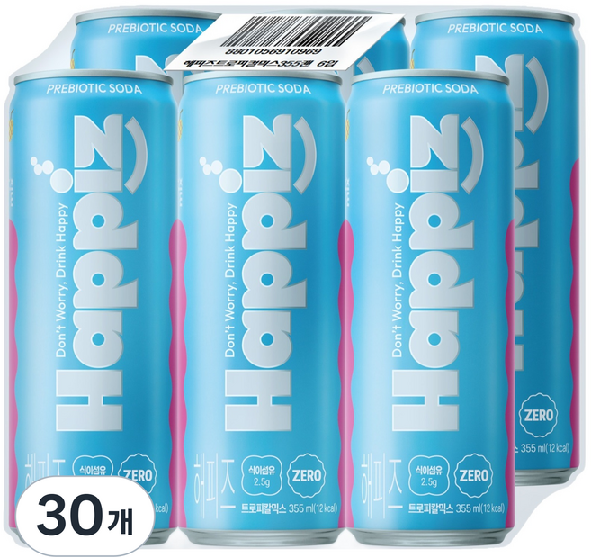 롯데칠성음료 해피즈 탄산음료 트로피칼믹스, 30개, 355ml
