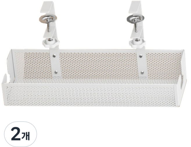 호후 무타공 크린바 철제 다용도 책상정리 수납 선반, 화이트, 2개