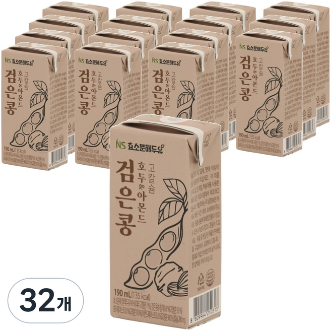 삼육네이처세븐 효소분해두유 검은콩호두 & 아몬드고칼슘, 32개, 190ml