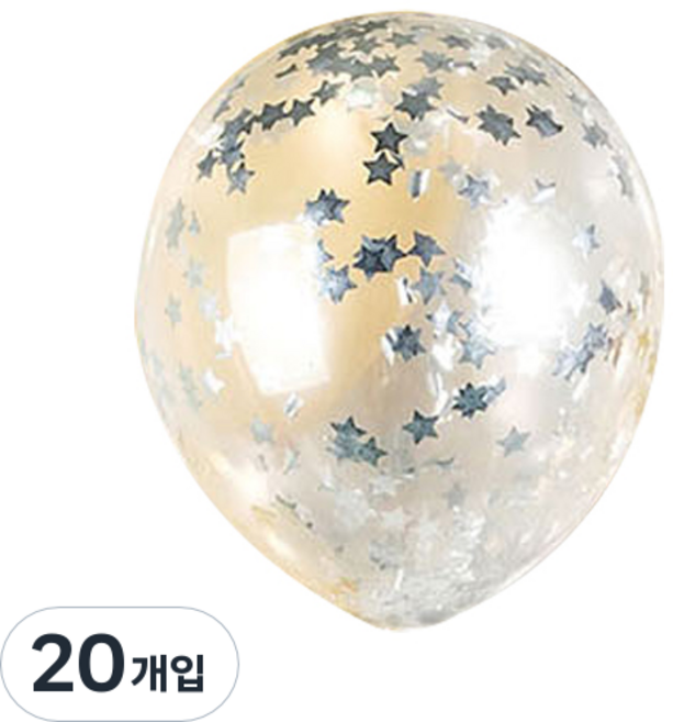 파티팡 컨페티벌룬 30cm, 실버스타, 20개입