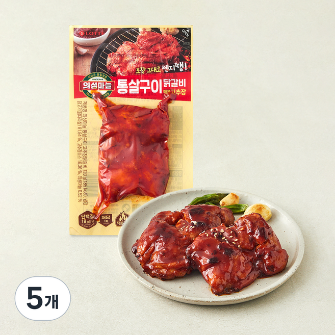 롯데웰푸드 의성마늘 통살구이 고추장 닭갈비, 120g, 5개