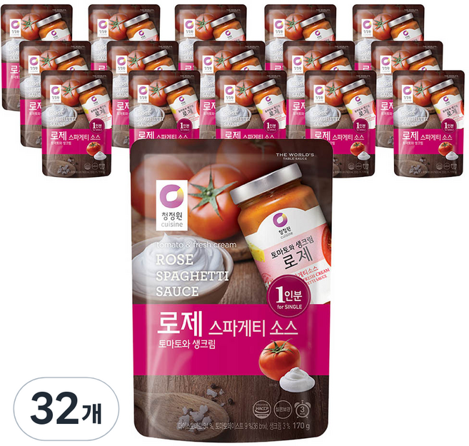 청정원 로제 스파게티소스, 170g, 32개