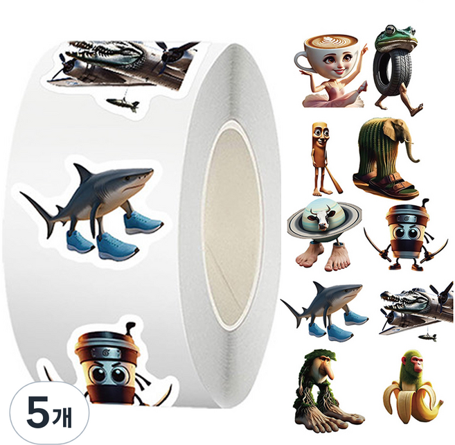 아트조이 이탈리안 브레인롯 롤 스티커 500p, 혼합색상, 5개