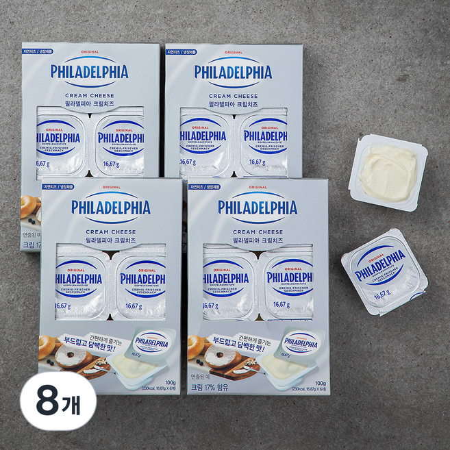 필라델피아 크림치즈, 16.67g, 6개입, 8개