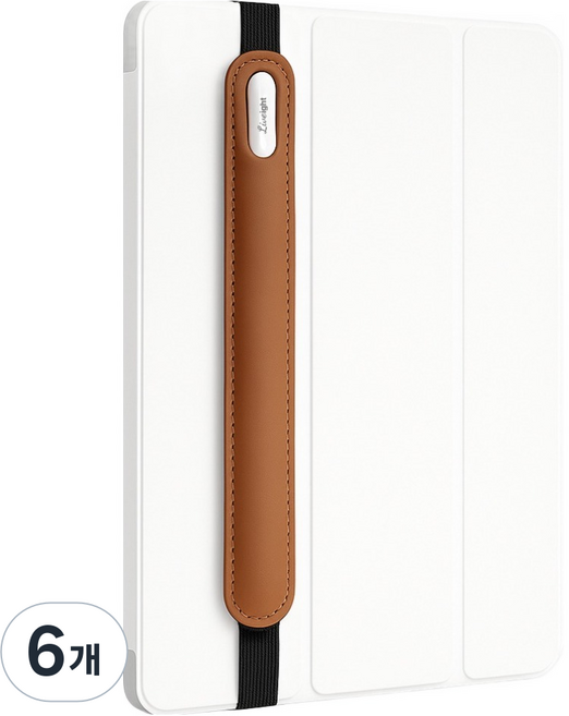리브에잇 테블릿 펜 보관 탄성 밴드 가죽 케이스 15 x 195 mm, 밝은 갈색, 6개