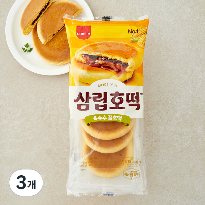 삼립 옥수수 꿀호떡, 57g, 3개, 6개입