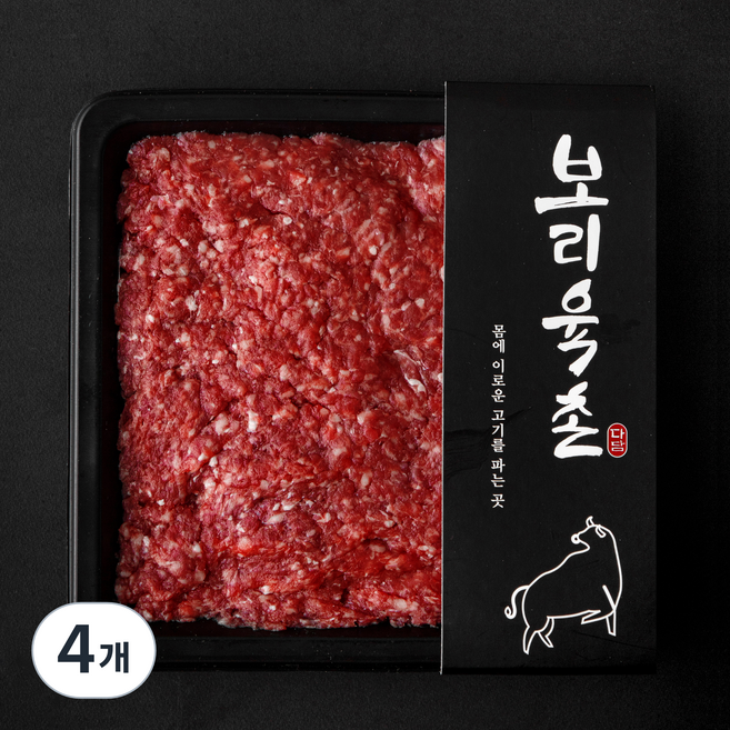 보리육촌 한우 다짐육 2등급 (냉장), 4개, 300g