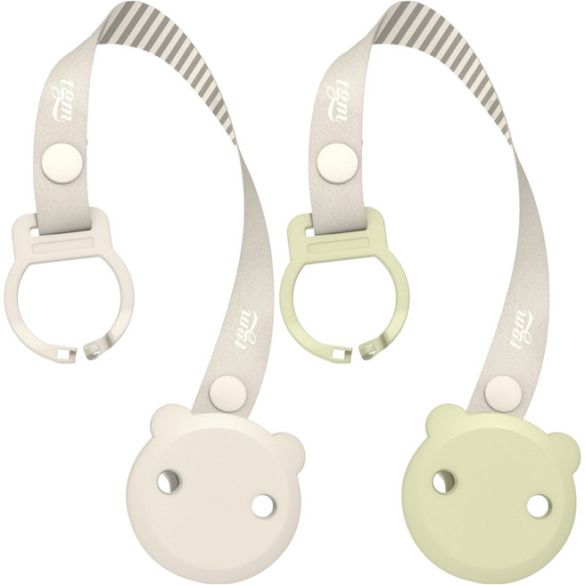티지엠 곰돌이 노리개 젖꼭지 홀더, 올리브 + 라이트그레이, 1세트