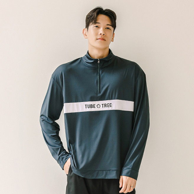튜브트리 남성용 반집업 래쉬가드 루즈핏 아노락 상의 A8222