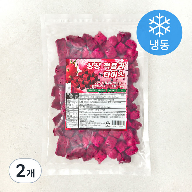 지엔씨푸드 싱싱 적용과 다이스 (냉동), 2개, 1kg