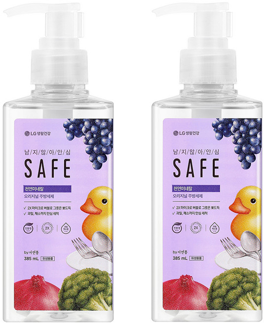 [비건라이프] 세이프 천연미네랄 주방세제 오리지널 용기형, 2개, 385ml