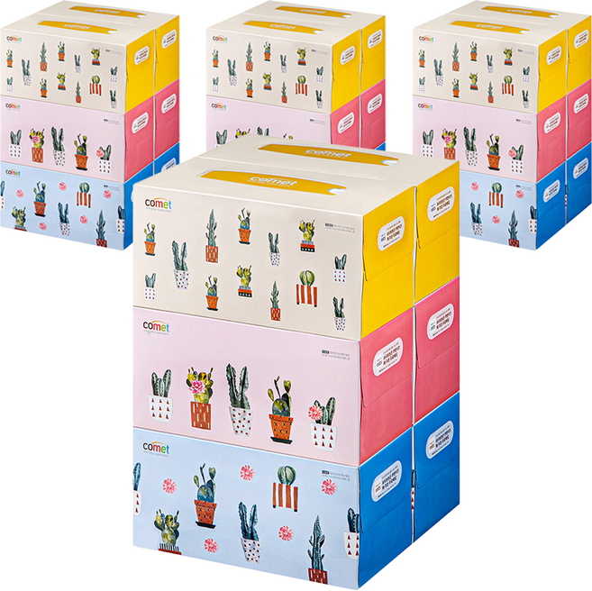 코멧 프리미엄 부드러운 천연펄프 미용티슈, 280매, 24개