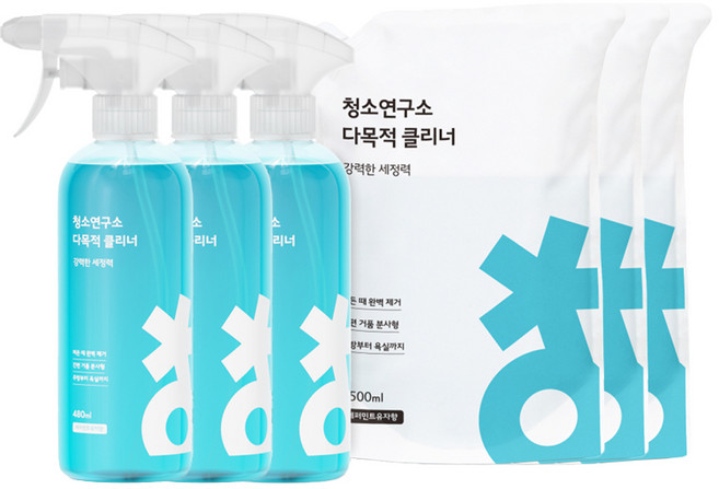 청소연구소 다목적 클리너 480ml + 리필팩 1.5L, 3세트