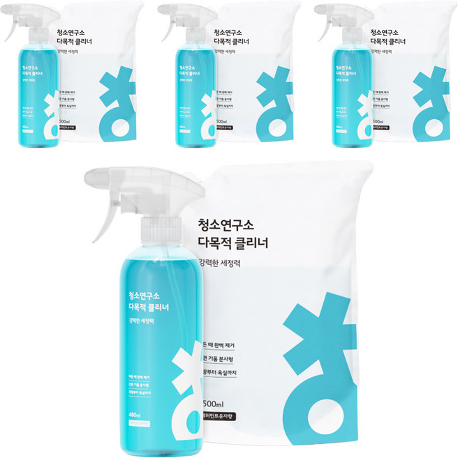 청소연구소 다목적 클리너 480ml + 리필팩 1.5L, 4세트