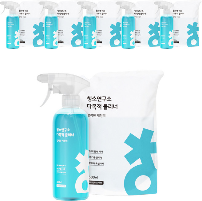 청소연구소 다목적 클리너 480ml + 리필팩 1.5L, 6세트